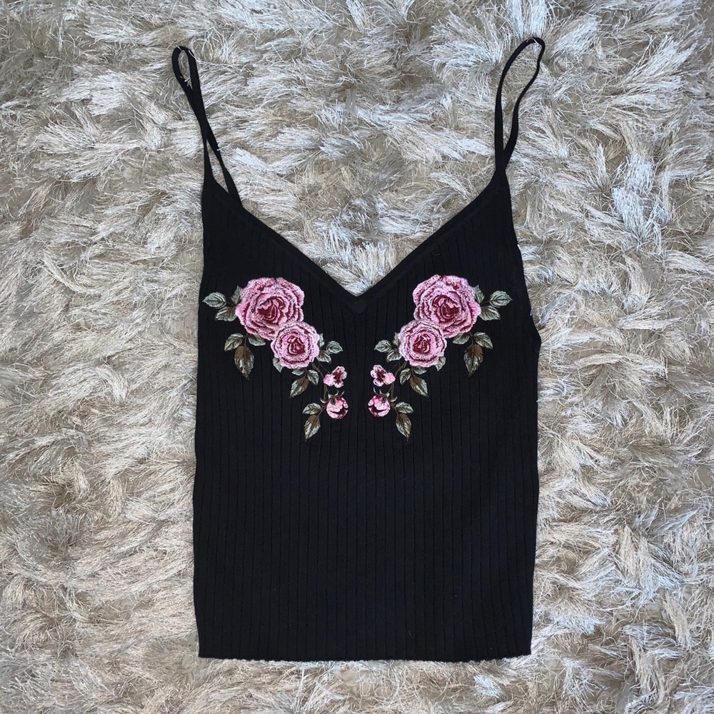 Rose Embroidered Tank Top